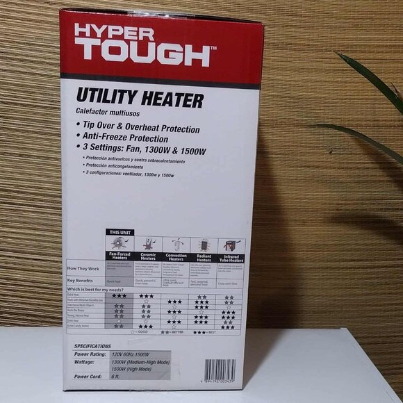 Nearly New 1500W Metal Hyper Tough Utility Heater - Picture 6 of 8